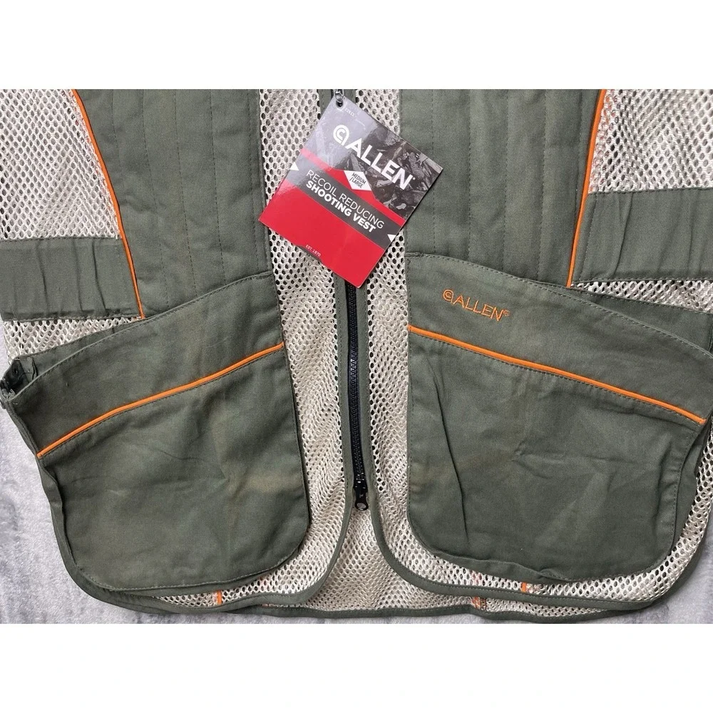 Allen Company Ace Range Shooting Zip Mesh Green Vest Men's Size M/L Gel Pad